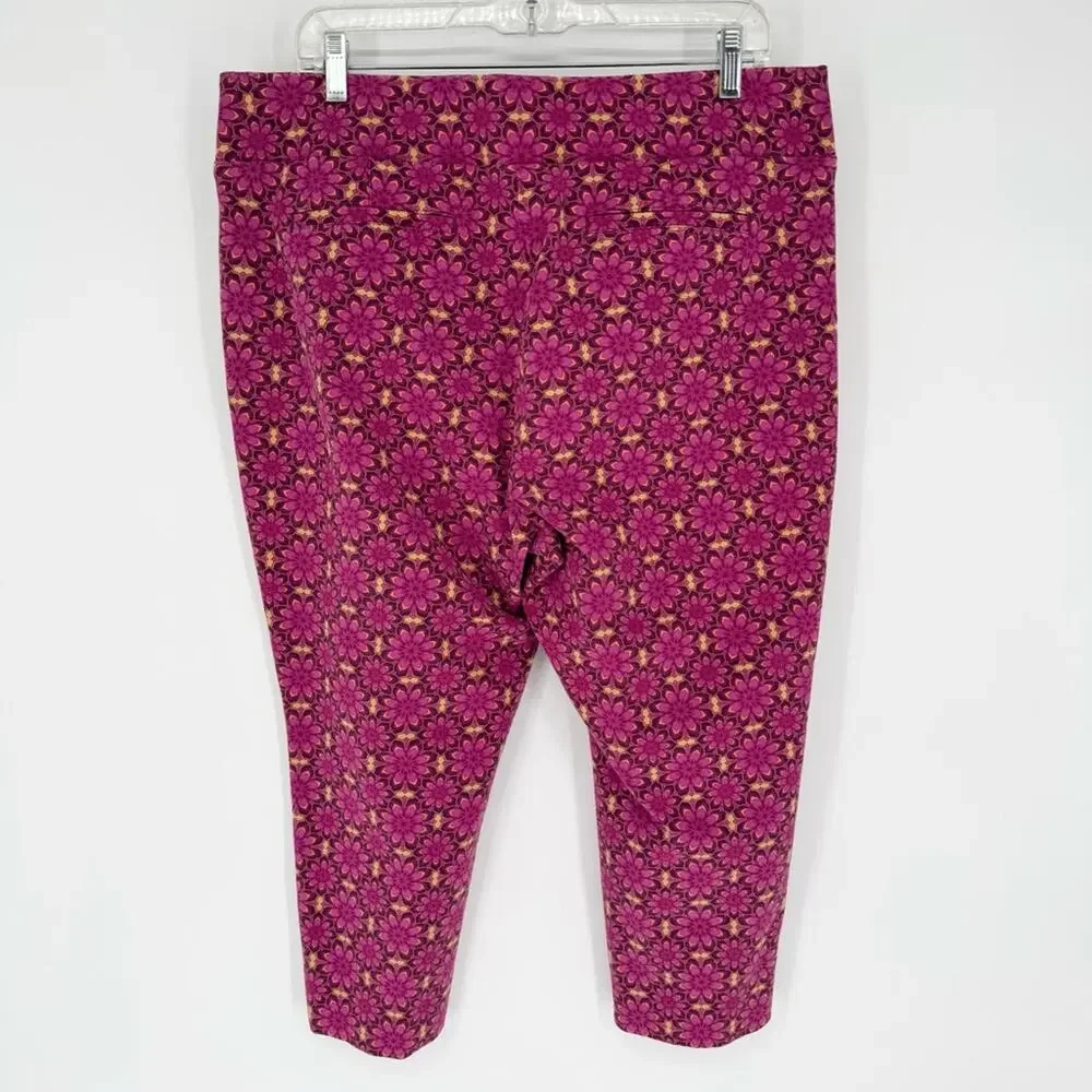 Soft Surroundings Kalea Superla Stretch Pull On Straight Leg Crop Pants Pink PXL